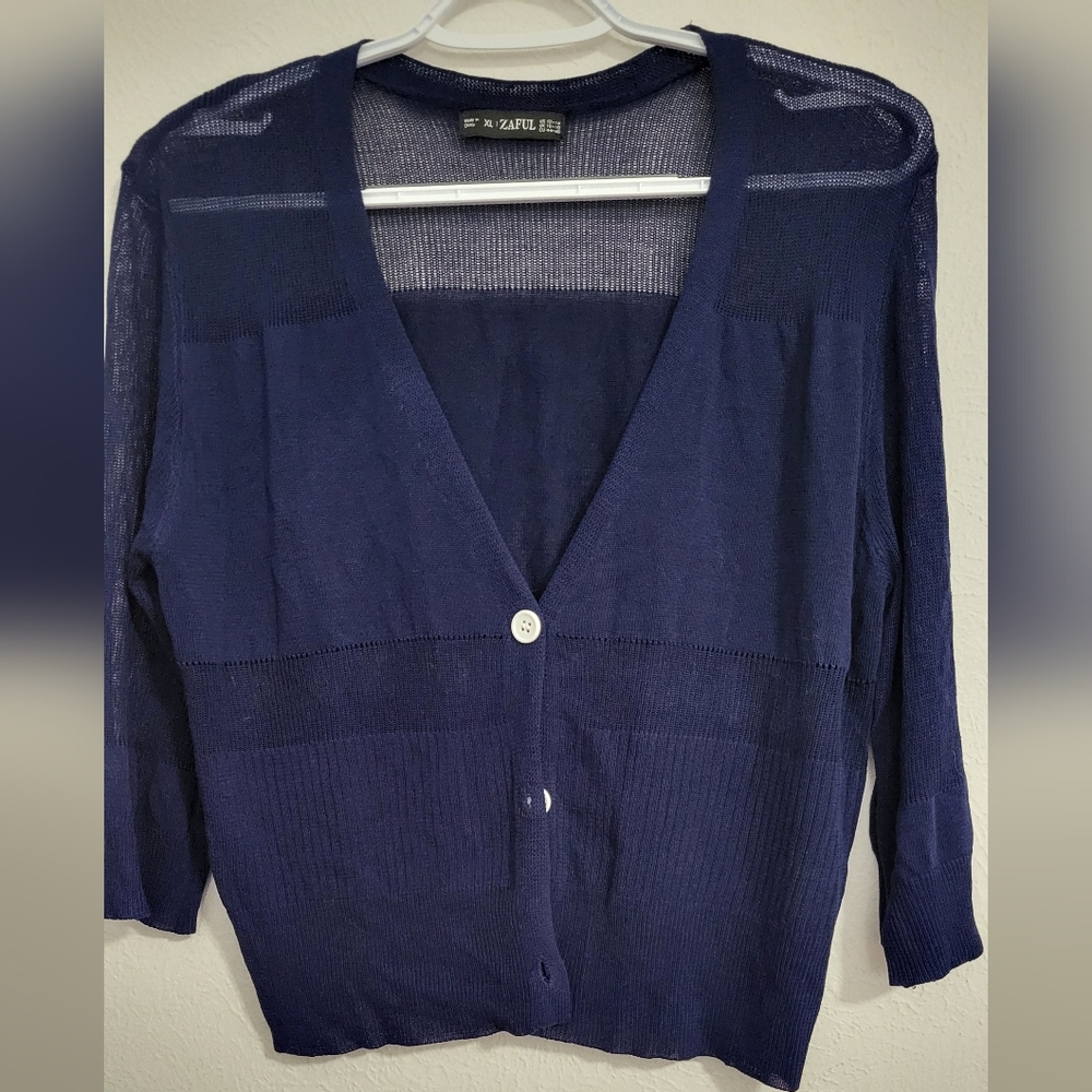 Zaful Ladies Sheer Striped Sweater.